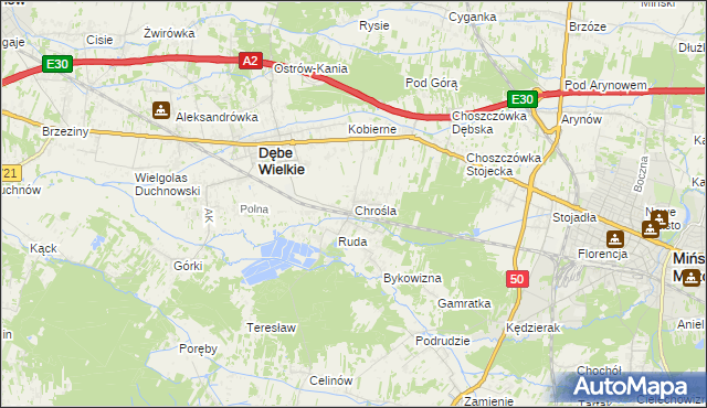 mapa Chrośla, Chrośla na mapie Targeo