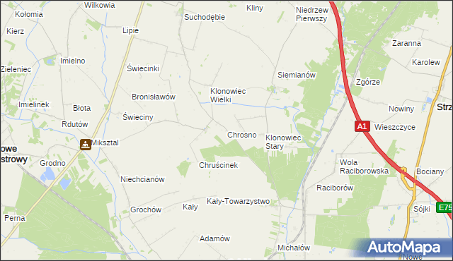 mapa Chrosno gmina Łanięta, Chrosno gmina Łanięta na mapie Targeo