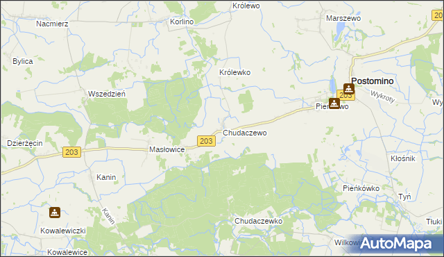 mapa Chudaczewo, Chudaczewo na mapie Targeo