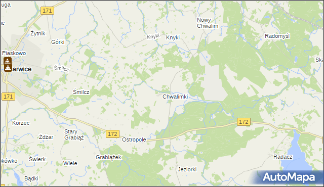 mapa Chwalimki, Chwalimki na mapie Targeo