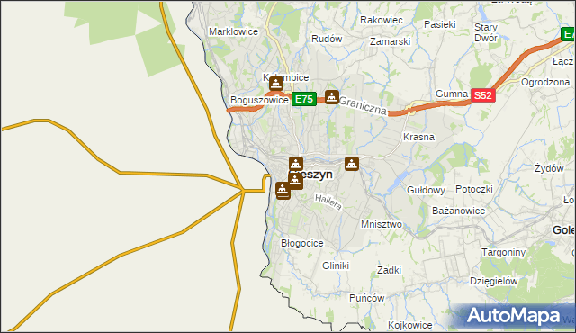 mapa Cieszyna, Cieszyn na mapie Targeo