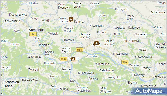 mapa Czerniec gmina Łącko, Czerniec gmina Łącko na mapie Targeo