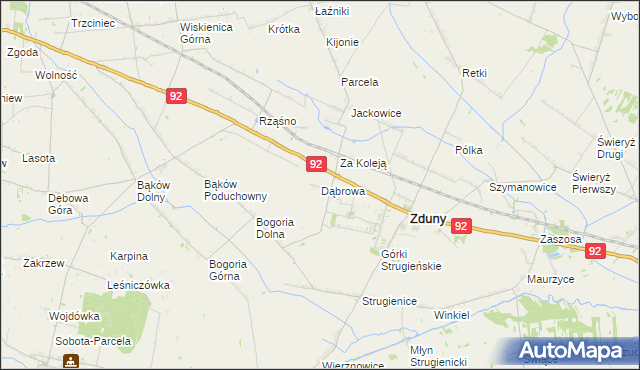 mapa Dąbrowa gmina Zduny, Dąbrowa gmina Zduny na mapie Targeo