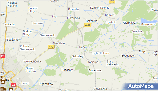 mapa Dębe gmina Żelazków, Dębe gmina Żelazków na mapie Targeo