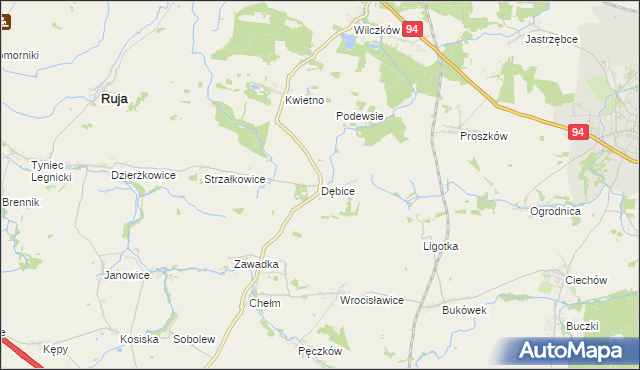 mapa Dębice gmina Malczyce, Dębice gmina Malczyce na mapie Targeo