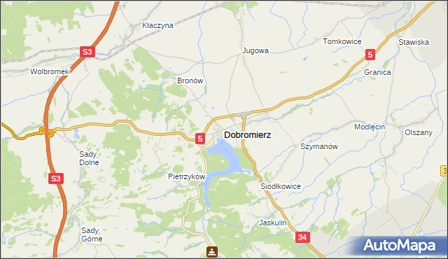 mapa Dobromierz powiat świdnicki, Dobromierz powiat świdnicki na mapie Targeo