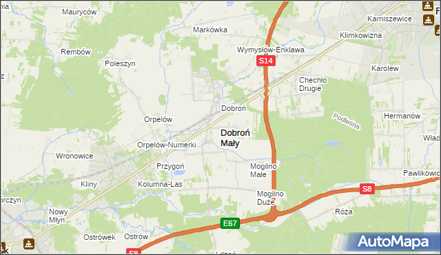 mapa Dobroń Mały, Dobroń Mały na mapie Targeo