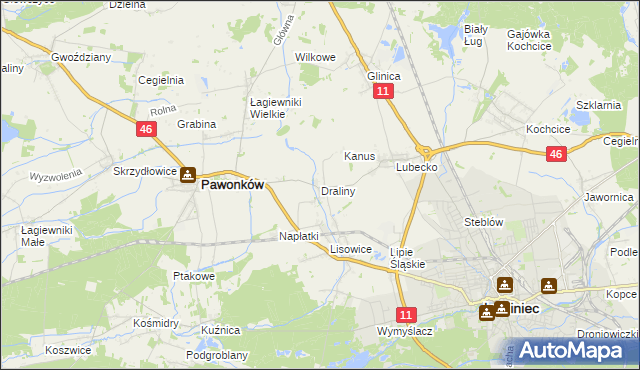 mapa Draliny, Draliny na mapie Targeo