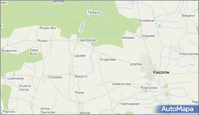 mapa Drogosław gmina Raszków, Drogosław gmina Raszków na mapie Targeo