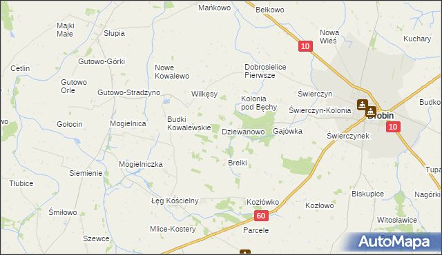 mapa Dziewanowo, Dziewanowo na mapie Targeo