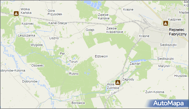 mapa Elżbiecin gmina Rejowiec, Elżbiecin gmina Rejowiec na mapie Targeo