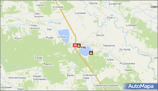 mapa Firlej powiat lubartowski, Firlej powiat lubartowski na mapie Targeo