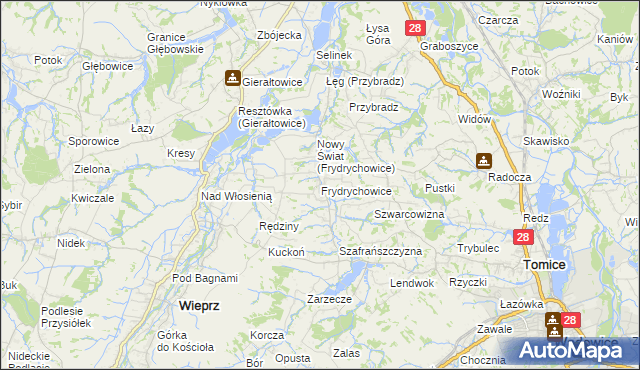 mapa Frydrychowice, Frydrychowice na mapie Targeo