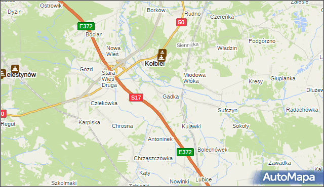 mapa Gadka gmina Kołbiel, Gadka gmina Kołbiel na mapie Targeo