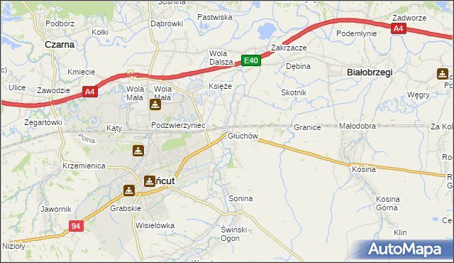 mapa Głuchów gmina Łańcut, Głuchów gmina Łańcut na mapie Targeo