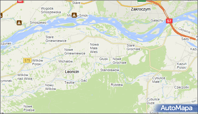 mapa Głusk gmina Leoncin, Głusk gmina Leoncin na mapie Targeo