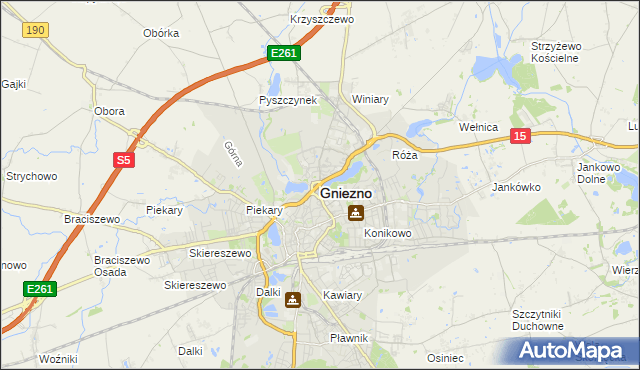mapa Gniezna, Gniezno na mapie Targeo