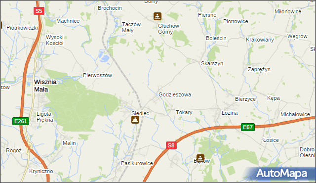 mapa Godzieszowa, Godzieszowa na mapie Targeo