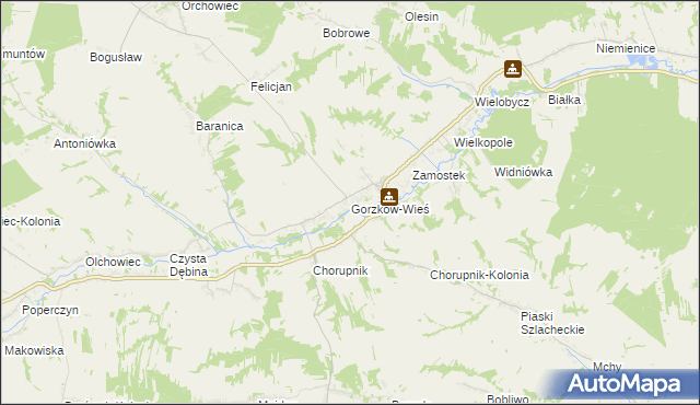 mapa Gorzków-Wieś, Gorzków-Wieś na mapie Targeo