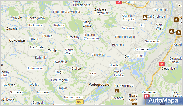 mapa Gostwica, Gostwica na mapie Targeo