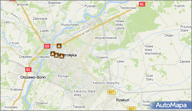 mapa Goworki, Goworki na mapie Targeo