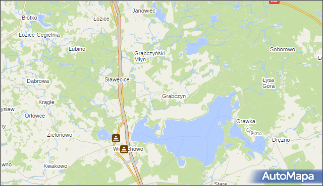 mapa Grąbczyn gmina Szczecinek, Grąbczyn gmina Szczecinek na mapie Targeo
