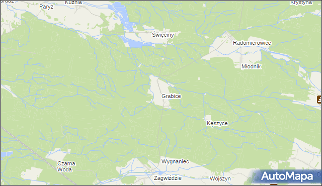 mapa Grabice gmina Murów, Grabice gmina Murów na mapie Targeo