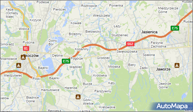 mapa Grodziec gmina Jasienica, Grodziec gmina Jasienica na mapie Targeo