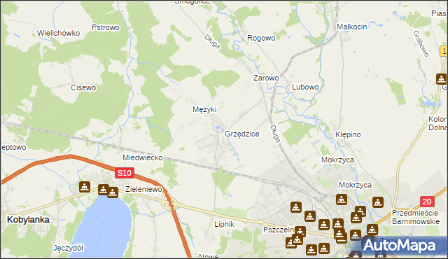 mapa Grzędzice, Grzędzice na mapie Targeo