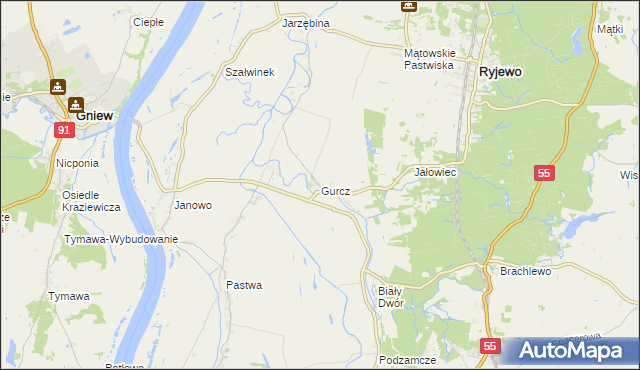 mapa Gurcz, Gurcz na mapie Targeo