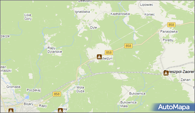 mapa Hedwiżyn, Hedwiżyn na mapie Targeo