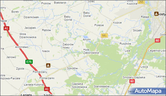 mapa Huta Zaborowska, Huta Zaborowska na mapie Targeo