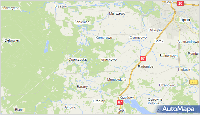 mapa Ignackowo, Ignackowo na mapie Targeo