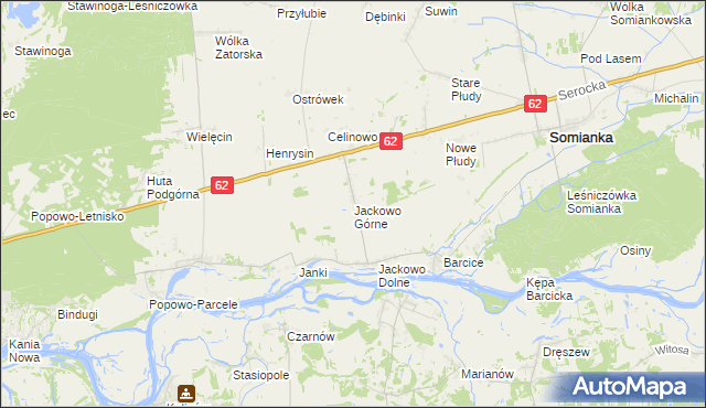 mapa Jackowo Górne, Jackowo Górne na mapie Targeo