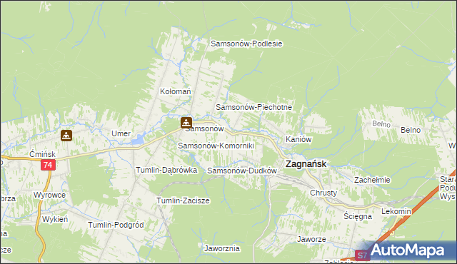 mapa Janaszów gmina Zagnańsk, Janaszów gmina Zagnańsk na mapie Targeo