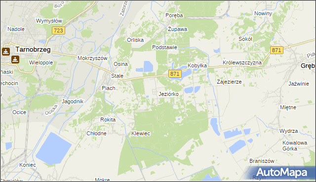 mapa Jeziórko gmina Grębów, Jeziórko gmina Grębów na mapie Targeo
