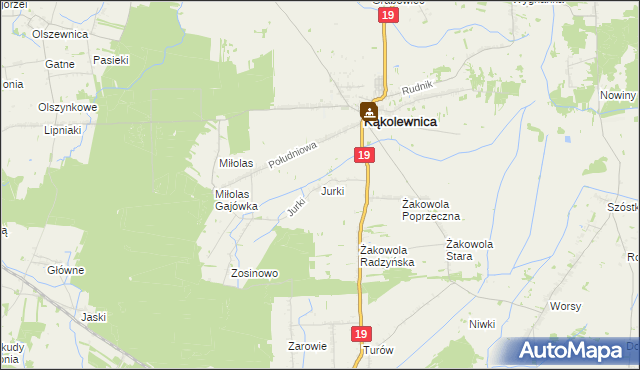 mapa Jurki gmina Kąkolewnica, Jurki gmina Kąkolewnica na mapie Targeo