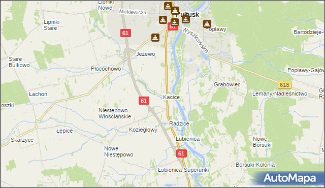 mapa Kacice gmina Pułtusk, Kacice gmina Pułtusk na mapie Targeo