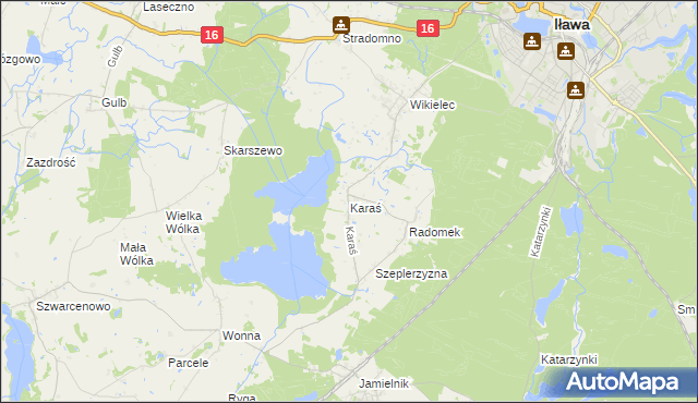 mapa Karaś gmina Iława, Karaś gmina Iława na mapie Targeo