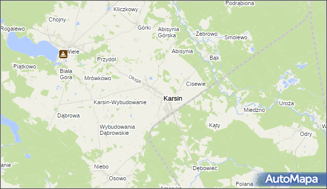 mapa Karsin powiat kościerski, Karsin powiat kościerski na mapie Targeo