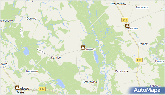 mapa Karwowo gmina Łobez, Karwowo gmina Łobez na mapie Targeo