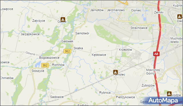 mapa Kębłowice gmina Kąty Wrocławskie, Kębłowice gmina Kąty Wrocławskie na mapie Targeo