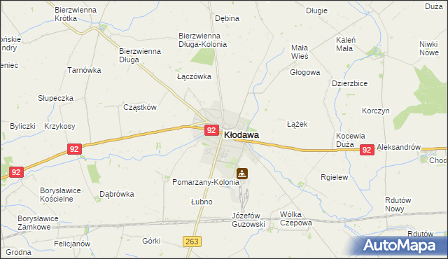 mapa Kłodawa powiat kolski, Kłodawa powiat kolski na mapie Targeo