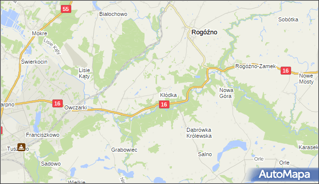 mapa Kłódka gmina Rogóźno, Kłódka gmina Rogóźno na mapie Targeo