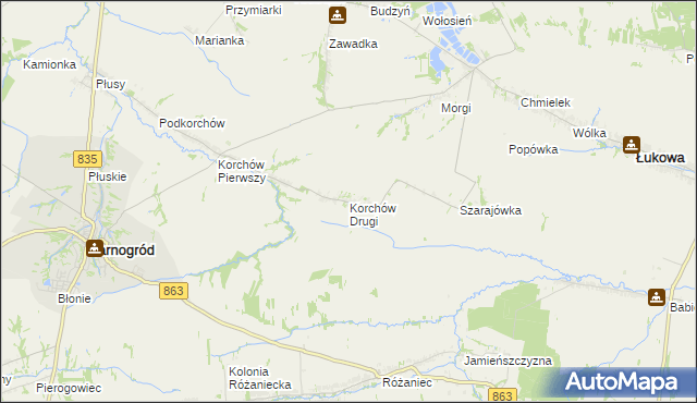 mapa Korchów Drugi, Korchów Drugi na mapie Targeo