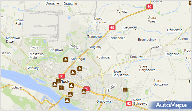 mapa Kostrogaj, Kostrogaj na mapie Targeo