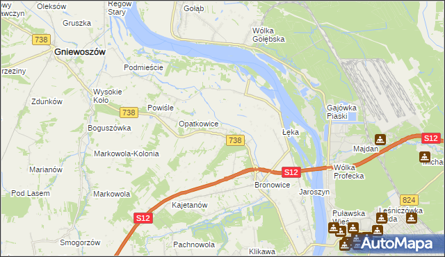 mapa Kowala gmina Puławy, Kowala gmina Puławy na mapie Targeo