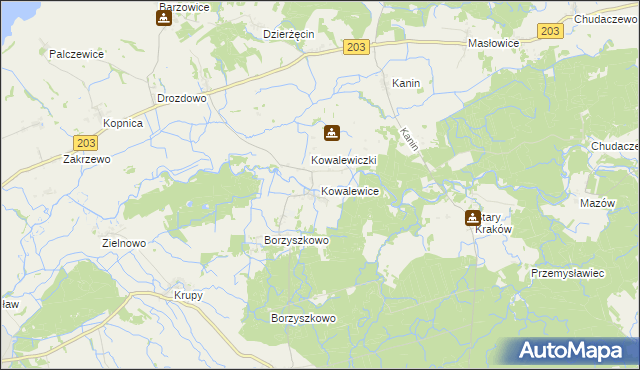 mapa Kowalewice gmina Darłowo, Kowalewice gmina Darłowo na mapie Targeo