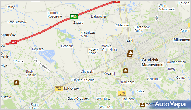 mapa Kozery, Kozery na mapie Targeo