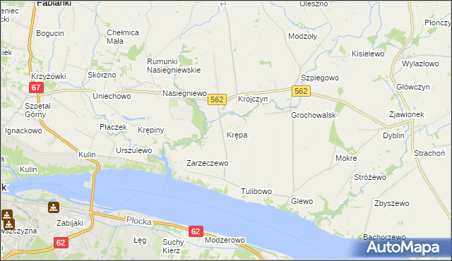 mapa Krępa gmina Dobrzyń nad Wisłą, Krępa gmina Dobrzyń nad Wisłą na mapie Targeo
